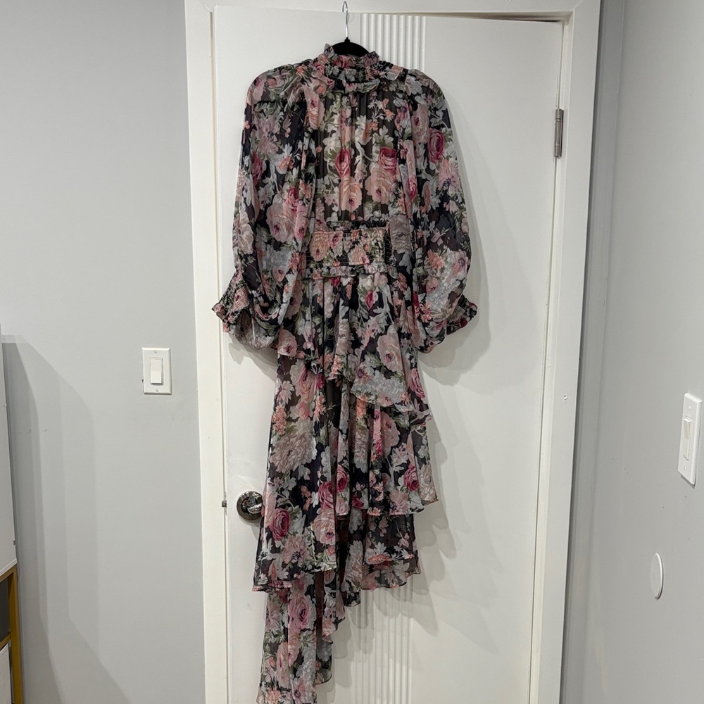 Elliatt Floral Long Sleeve Dress in Black and Pink